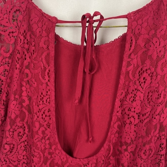 Free People Stardust Lace Mini Dress - Deep Red - Size XS - Picture 13 of 13